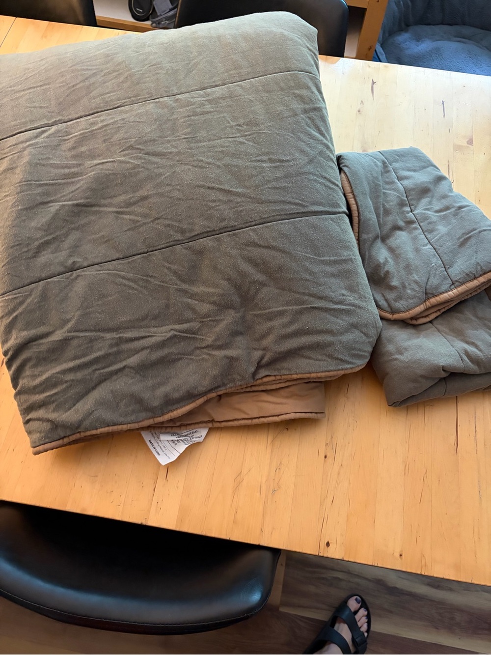 Reversible Olive Green Comforter - Soft Quilted Bedding Pottery Barn